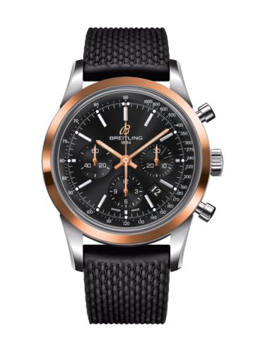 Breitling UB015212.BC74.278S : Transocean Chronograph Stainless Steel Red Gold / Black / Rubber Aero Classic 