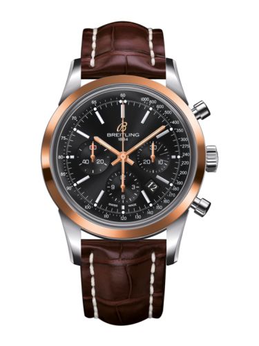 Breitling UB015212.BC74.739P : Transocean Chronograph Stainless Steel Red Gold / Black / Croco