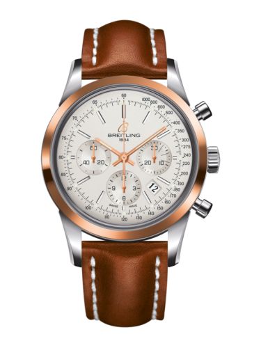 Breitling UB015212.G777.433X : Transocean Chronograph Stainless Steel Red Gold / Silver / Calf
