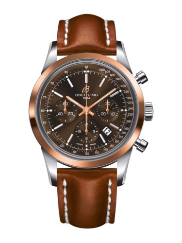 Breitling UB015212.Q594.433X : Transocean Chronograph Stainless Steel Red Gold / Brown / Calf