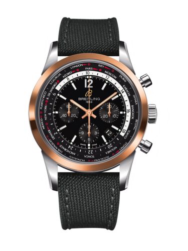 Breitling UB0510U4.BC26.100W : Transocean Chronograph Unitime Pilot Stainless Steel / Red Gold / Black / Military