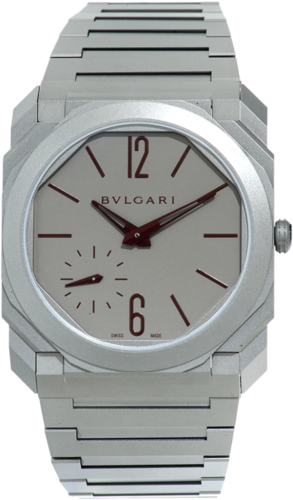 Bulgari 103296 : Octo Finissimo Automatic Titanium / Grey - Burgundy / Bracelet