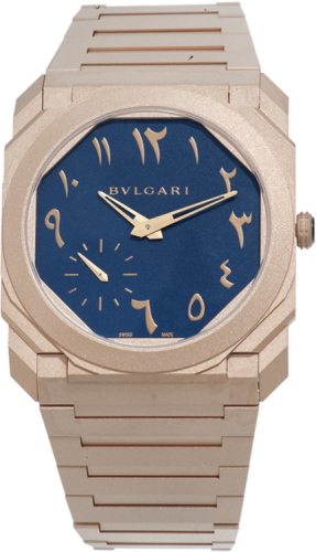 Bulgari 103300 : Octo Finissimo Automatic Arabic Blue / Rose Gold