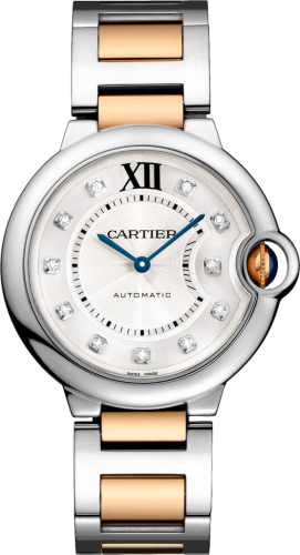Cartier W3BB0018 : Ballon Blue de Cartier 36 Automatic Stainless Steel / Pink Gold / Diamond / Bracelet