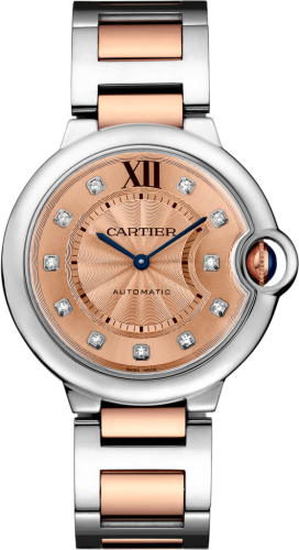Cartier WE902054 : Ballon Blue de Cartier 36 Automatic Stainless Steel / Pink Gold / Champagne / Bracelet