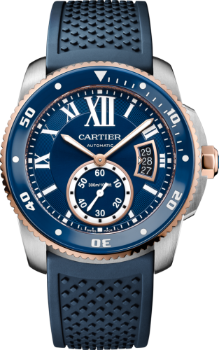 Cartier W2CA0009 : Calibre de Cartier Diver Stainless Steel / Pink Gold / Blue / Rubber