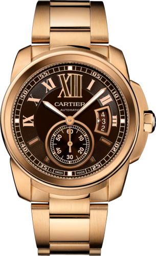 Cartier W7100040 : Calibre de Cartier 42 Pink Gold / Chocolate / Bracelet