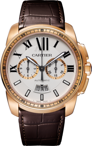 Cartier W7100044 : Calibre de Cartier Chronograph Stainless Pink Gold / Silver