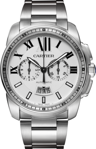 Cartier W7100045 : Calibre de Cartier Chronograph Stainless Steel / Silver / Bracelet