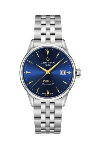 Certina C029.207.11.041.00 : DS-1 Powermatic 80 38 Strainless Steel / Blue / Bracelet