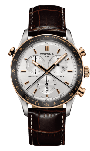 Certina C024.618.26.031.00 : DS 2 Chronograph Flyback Stainless Steel / Rose Gold PVD / Silver / Strap