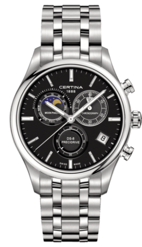 Certina C033.450.11.051.00 : DS-8 Chronograph Moon Phase Stainless Steel / Black / Bracelet