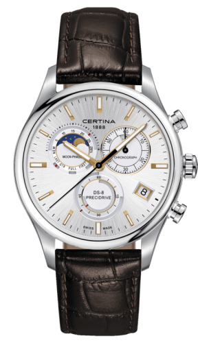 Certina C033.450.16.031.00 : DS-8 Chronograph Moon Phase Stainless Steel / Silver / Strap