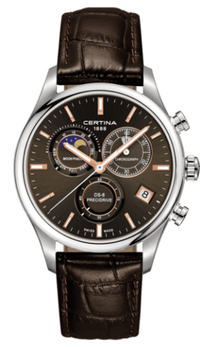 Certina C033.450.16.081.00 : DS-8 Chronograph Moon Phase Stainless Steel / Brown / Strap