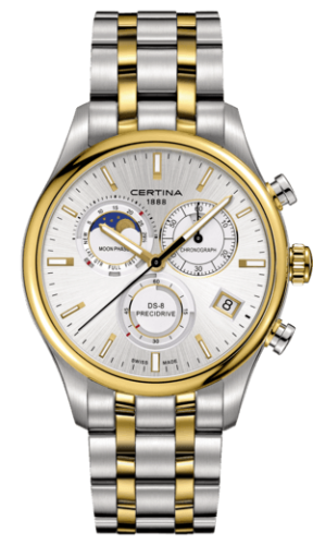 Certina C033.450.22.031.00 : DS-8 Chronograph Moon Phase Stainless Steel / Gold / Bracelet