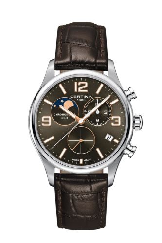 Certina C033.460.16.087.00 : DS-8 Chronograph Moon Phase Stainless Steel / Brown