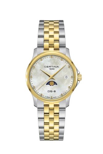 Certina C045.223.22.111.00 : DS-8 Moonphase Lady Quartz Stainless Steel - Yellow Gold / MOP / Bracelet