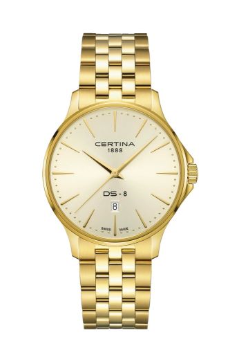 Certina C045.410.33.361.00 : DS-8 Gent Quartz Yellow Gold / Champagne / Bracelet
