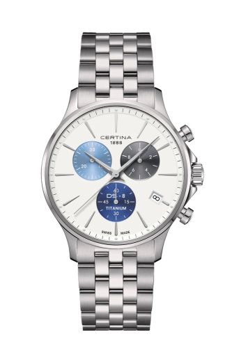 Certina C045.417.44.011.00 : DS-8 Chrono Titanium / White Tricolor / Bracelet