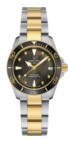 Certina C032.007.22.126.00 : DS Action Lady 34.5 Stainless Steel - Yellow Gold / Black MOP