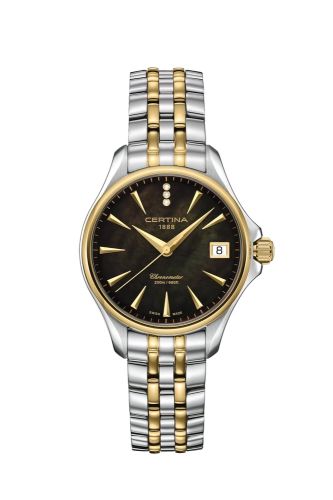 Certina C032.051.22.126.01 : DS Action Diamonds 33.8 Stainless Steel - Yellow Gold / Black MOP