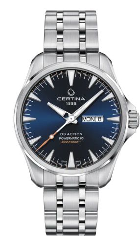 Certina C032.430.11.041.00 : DS Action Powermatic 80 Day-Date Stainless Steel / Blue / Bracelet