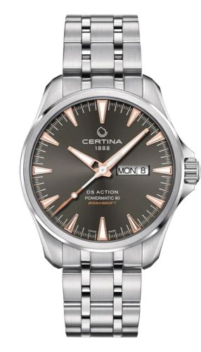 Certina C032.430.11.081.01 : DS Action Powermatic 80 Day-Date Stainless Steel / Grey / Bracelet
