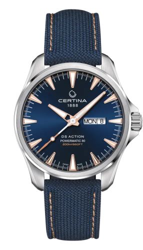 Certina C032.430.18.041.01 : DS Action Powermatic 80 Day-Date Stainless Steel / Blue