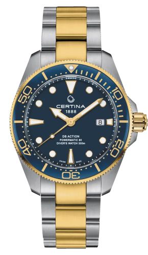 Certina C032.607.22.041.00 : DS Action Diver Powermatic 80 43 Stainless Steel - Yellow Gold / Blue / Bracelet