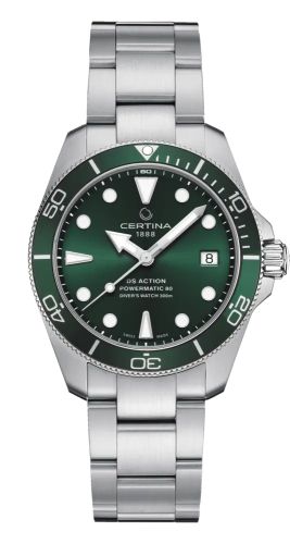 Certina C032.807.11.091.00 : DS Action Diver 38 Powermatic 80 Stainless Steel / Green