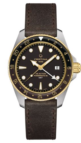 Certina C032.929.26.051.00 : DS Acition GMT Powermatic 80 Stainless Steel - Yellow Gold / Black