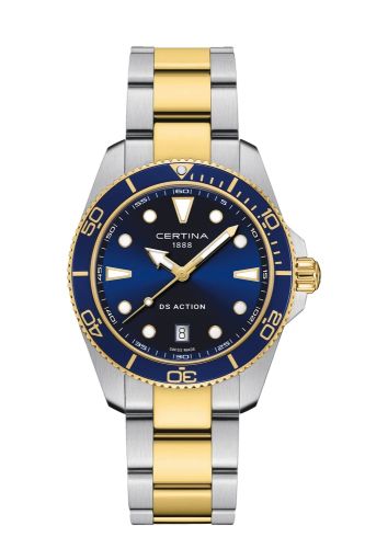 Certina C048.410.22.041.00 : DS Action 40 Quartz Stainless Steel - Yellow Gold / Blue