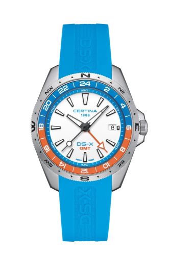 Certina C047.452.17.011.00 : DS-X GMT Stainless Steel / White / Rubber