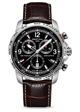 Certina C001.647.16.057.00 : DS Podium Big Size Chrono 1/100 Sec Stainless Steel / Black / Strap