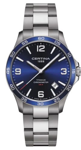 Certina C033.851.44.047.00 : DS-8 Chronometer 41.5 Titanium / Blue / Bracelet