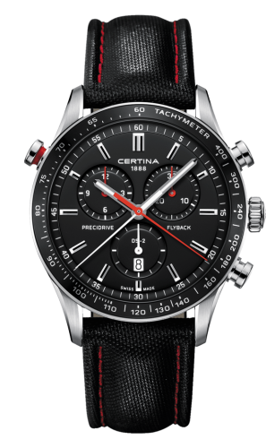 Certina C024.618.16.051.00 : DS-2 Chronograph Flyback Stainless Steel / Black / Strap