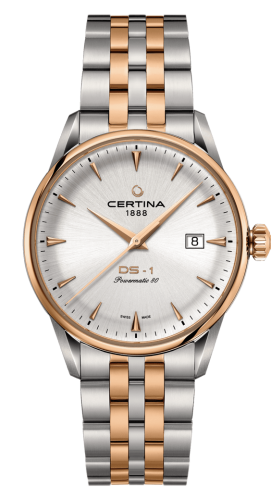 Certina C029.807.22.031.00 : DS-1 Powermatic 80 40 Stainless Steel / Rose Gold PVD / Silver / Bracelet