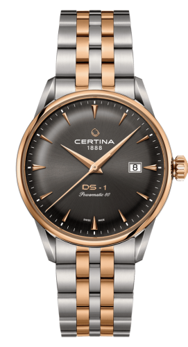 Certina C029.807.22.081.00 : DS-1 Powermatic 80 40 Stainless Steel / Rose Gold PVD / Grey / Bracelet