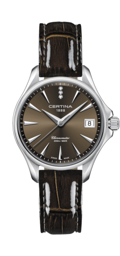 Certina C032.051.16.296.00 : DS Action Diamonds 33.8 Stainless Steel / Brown / Strap