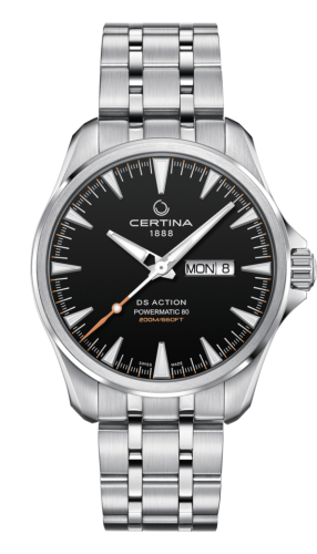 Certina C032.430.11.051.00 : DS Action Powermatic 80 Day-Date Stainless Steel / Black / Bracelet