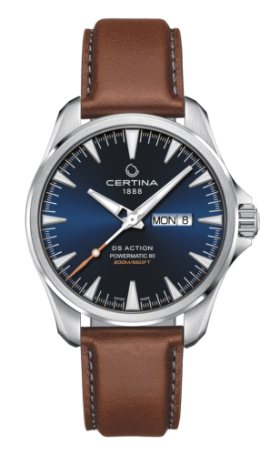 Certina C032.430.16.041.00 : DS Action Powermatic 80 Day-Date Stainless Steel / Blue / Strap