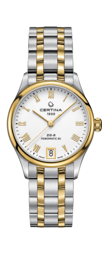 Certina C033.207.22.013.00 : DS-8 Powermatic 80 Lady Stainless Steel / Yellow Gold PVD / White / Bracelet
