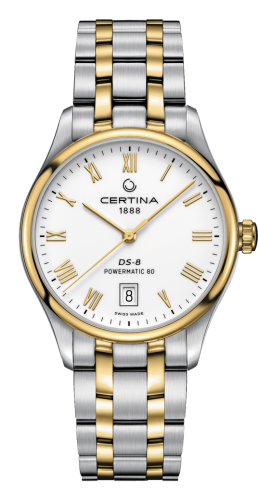 Certina C033.407.22.013.00 : DS-8 Powermatic Stainless Steel / Yellow Gold PVD / White / Bracelet