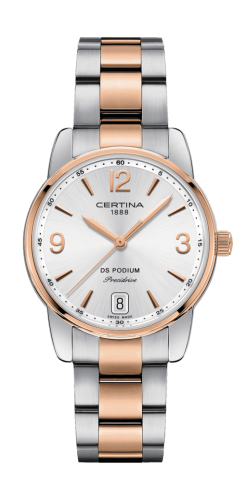 Certina C034.210.22.037.00 : DS Podium 33 Stainless Steel / Rose Gold PVD / Silver / Bracelet