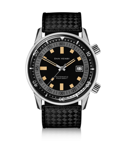 Dan Henry 1970-40-Grey : Dan Henry 1970 Automatic Diver 40 Black-Grey / Stainless Steel