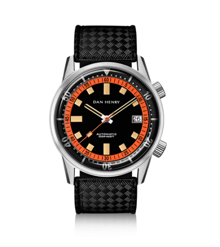 Dan Henry 1970-40-Orange : Dan Henry 1970 Automatic Diver 40 Black-Orange / Stainless Steel