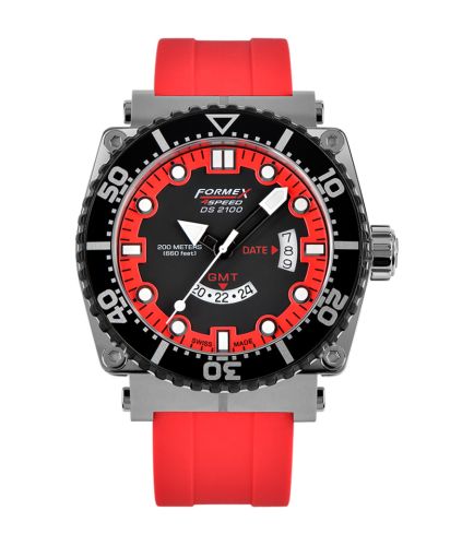 Formex 2100.3.2072.960 : Diver Quartz GMT Black - Red / Rubber