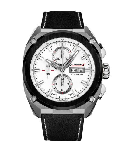 Formex 1200.5.8017.713 : Element Automatic Chronograph Ceramic Bezel / White / Calf