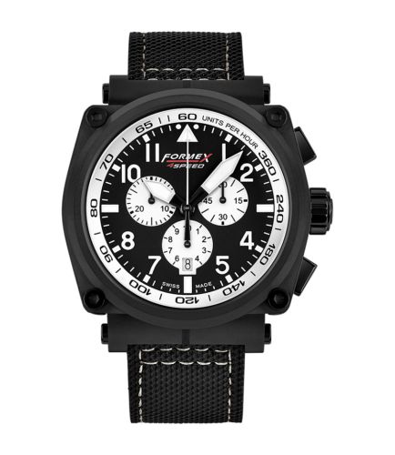 Formex 1100.4.3014.213 : Pilot Quartz Chronograph PVD / Black - White / Calf