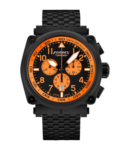 Formex 1100.4.3064.110 : Pilot Quartz Chronograph PVD / Black - Orange / Bracelet